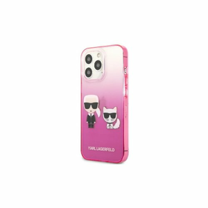 Puzdro Karl Lagerfeld iPhone 13 Pro Max KLHCP13XTGKCP pink hard case Karl & Choupette Head Gradie