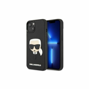 Puzdro Karl Lagerfeld iPhone 14 KLHCP14SKH3DBK black hardcase 3D Rubber Karl`s Head