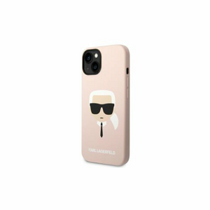 Puzdro Karl Lagerfeld iPhone 14 KLHMP14SSLKHLP hardcase light rose Silicone Karl`s Head