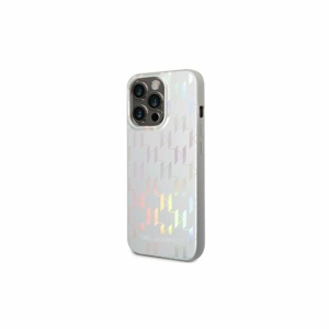 Puzdro Karl Lagerfeld iPhone 14 Pro KLHCP14LLGMMSV3 silver hardcase Monogram Iridescent