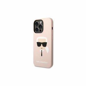 Puzdro Karl Lagerfeld iPhone 14 Pro KLHCP14LSLKHLP hardcase pink Silicone Karl`s Head