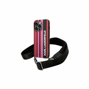 Puzdro Karl Lagerfeld iPhone 14 Pro KLHCP14LSTSTP pink hardcase Color Stripes Strap