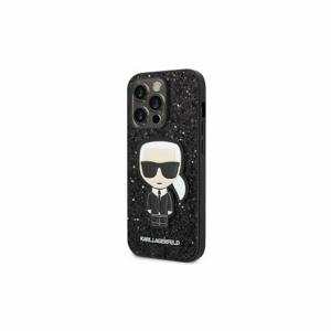 Puzdro Karl Lagerfeld iPhone 14 Pro Max KLHCP14XGFKPK black hardcase Glitter Flakes Iko