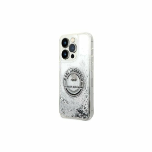 Puzdro Karl Lagerfeld iPhone 14 Pro Max KLHCP14XLCRSGRS silver hardcase Liquid Glitter