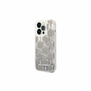 Puzdro Karl Lagerfeld iPhone 14 Pro Max KLHCP14XLMNMS silver HC Liquid Glitter Monogram