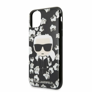 Puzdro Karl Lagerfeld pre iPhone 11 KLHCN61FLFBBK silikónové, čierne