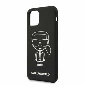 Puzdro Karl Lagerfeld pre iPhone 11 KLHCN61SILFLWBK silikónové, čierne
