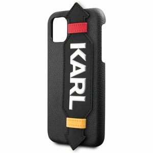 Puzdro Karl Lagerfeld pre iPhone 11 Pro KLHCN58HDAWBK imitácia kože, čierne