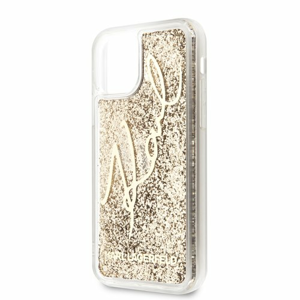 Puzdro Karl Lagerfeld pre iPhone 11 Pro KLHCN58TRKSGO silikónové s trblietkami, zlaté