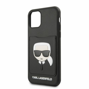 Puzdro Karl Lagerfeld pre iPhone 11 Pro Max KLHCN65CSKCBK imitácia kože, čierne