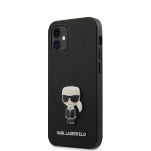 Puzdro Karl Lagerfeld pre iPhone 12 Mini (5.4) KLHCP12SIKMSBK silikónové, čierne