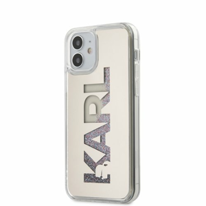 Puzdro Karl Lagerfeld pre iPhone 12 Mini (5.4) KLHCP12SKLMLGR silikónové, strieborné
