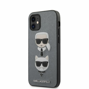 Puzdro Karl Lagerfeld pre iPhone 12 Mini (5.4) KLHCP12SSAKICKCSL silikónové, strieborné