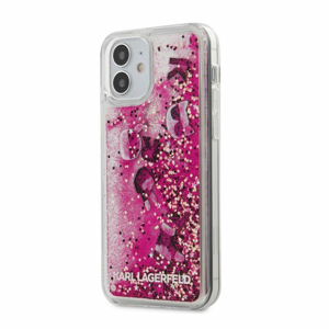 Puzdro Karl Lagerfeld pre iPhone 12 Pro Max (6.7) KLHCP12LROPI silikónové s trblietkami, ružové