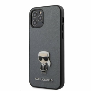 Puzdro Karl Lagerfeld pre iPhone 12/12 Pro (6.1) KLHCP12MIKMSSL silikónové, strieborné