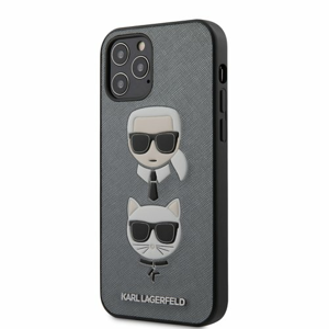 Puzdro Karl Lagerfeld pre iPhone 12/12 Pro (6.1) KLHCP12MSAKICKCSL silikónové, strieborné