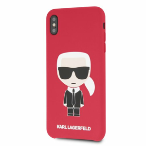 Puzdro Karl Lagerfeld pre iPhone XS Max KLHCI65SLFKRE silikónové, červené