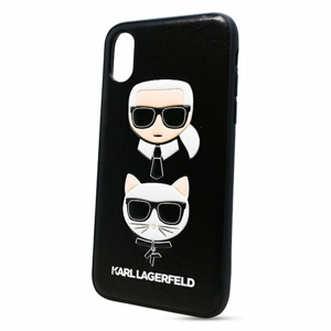 Puzdro Karl Lagerfeld pre iPhone X/XS KLHCPXKICKC imitácia kože, čierne