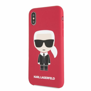 Puzdro Karl Lagerfeld pre iPhone X/XS KLHCPXSLFKRE silikónové, červené