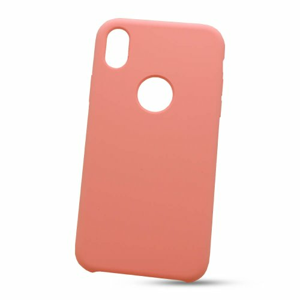 Puzdro Liquid Soft TPU iPhone XR - svetlo-ružové (s výrezom na logo)