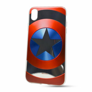Puzdro Marvel TPU iPhone XR Captain America vzor 025 (licencia) - silver