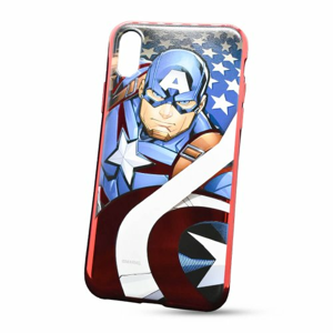 Puzdro Marvel TPU iPhone X/Xs Captain America vzor 004 (licencia) - červené chrome