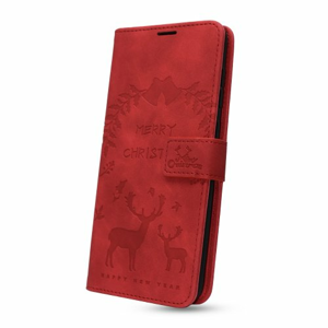 Puzdro Mezzo Book Samsung Galaxy A12 A125 vzor merry christmas - červené