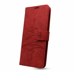 Puzdro Mezzo Book Samsung Galaxy A12 A125 vzor vianočný strom - červené