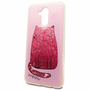 Puzdro Shimmer Design Huawei Mate 20 Lite Cat - ružové