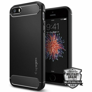 Puzdro Spigen Rugged Armor iPhone 5/5s/SE TPU, čierne