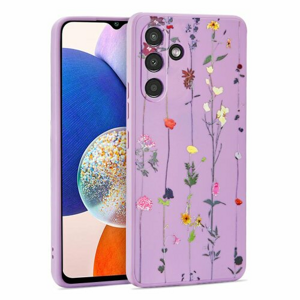 Puzdro Tech-Protect Samsung Galaxy A14 4G/5G, Lúčne kvety - fialové