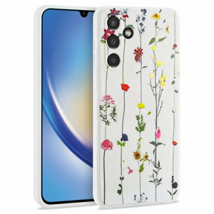 Puzdro Tech-Protect Samsung Galaxy A34 5G, Lúčne kvety - biele