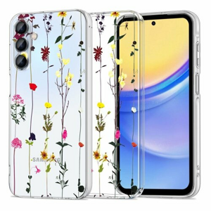 Puzdro Tech-Protect Samsung Galaxy A55 5G, Lúčne kvety - transparentné