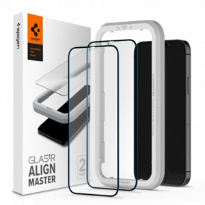 Spigen Tempered ALM Glass FC for iPhone 12 Mini black frame 2 pcs