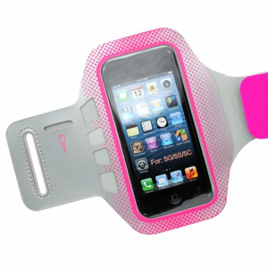 Športové puzdro na rameno iPhone 5/5S/SE, sivé/ružové