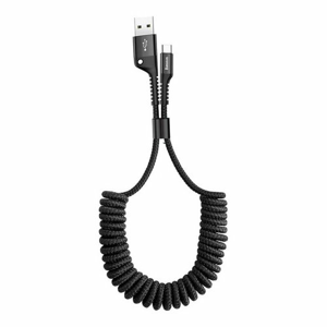 Strunový opletený kábel Baseus USB-C 2A 1m Čierny (ideálny do auta)