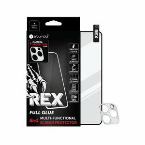 Sturdo Rex protective glass + Camera protection iPhone 12 Pro, čierne, 6v1