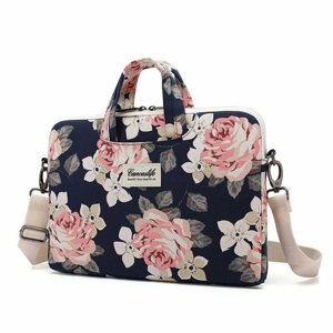 Taška CanvasLife Briefcase pre Macbook Air/Pro 13, univerzálne - navy rose (37 x 27 x 2,5 cm)