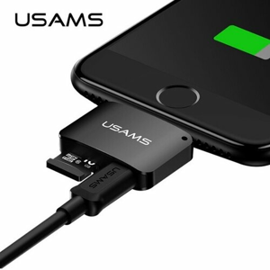 USAMS adaptér 2v1 microUSB - Lightning čierny US-SJ176