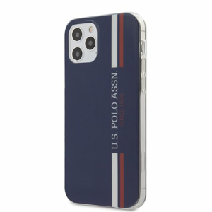 USHCP12MPCUSSNV U.S. Polo PC/TPU Tricolor Vertical Stripes Kryt pro iPhone 12/12 Pro 6.1 Navy