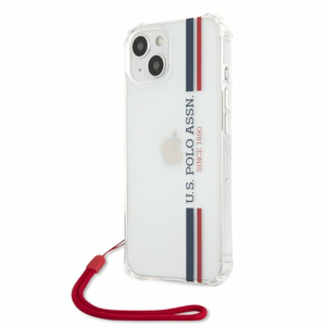 USHCP13SKSTTR U.S. Polo PC/TPU Vertical Stripes Kryt pro iPhone 13 mini Transparent